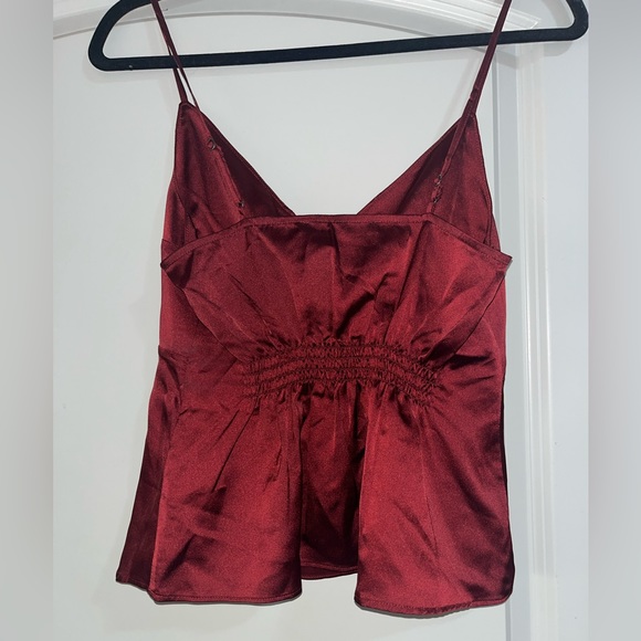 Dark Red Tie Front Blouse - Picture 2 of 4